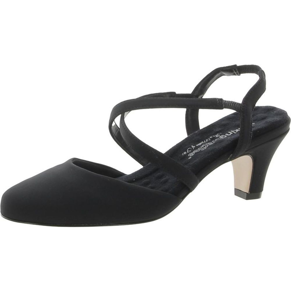 Walking Cradles Womens Caliente  Black Round Toe Slip On Heels Shoes Used
